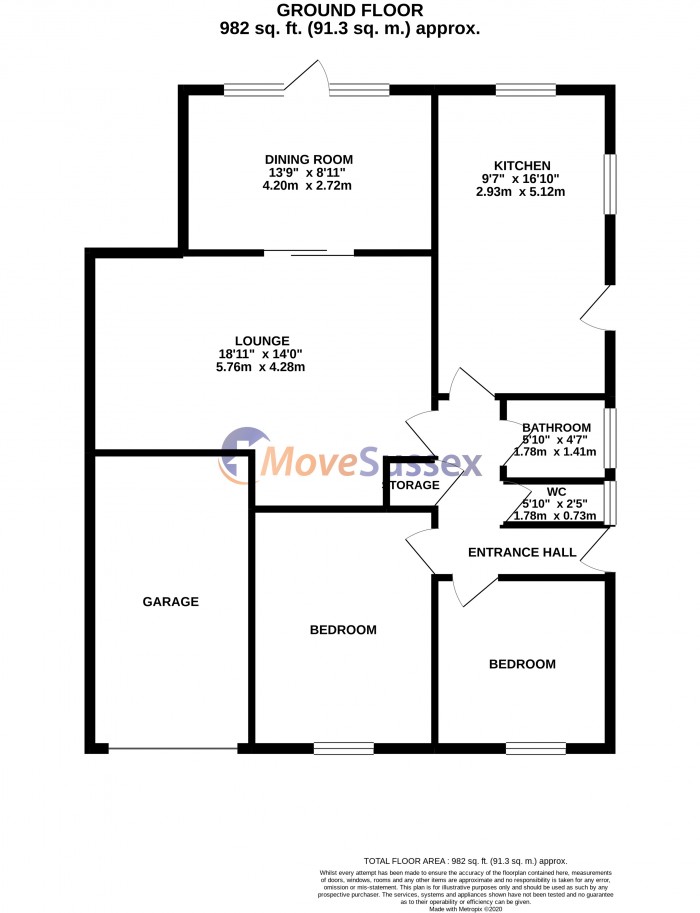 Floorplan for Honeysuckle Close, Eastbourne